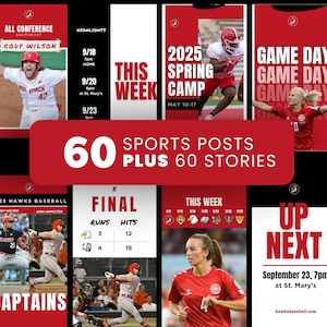 60 Sports Social Media Posts PLUS 60 Stories Templates Bundle Instagram Editable Team Graphics Canva Templates for Coaches and Teams