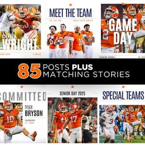 85 Social Media Posts PLUS 85 Stories Instagram Editable Template Bundle Kit Teams Graphics Canva Season GameDay Committed Football