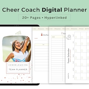 DIGITAL hyperlinked Cheer Coach Planner Team Mom Squad Digital Planner Game Day Cheerleader Routine Binder Practice Cheerleading Goodnotes
