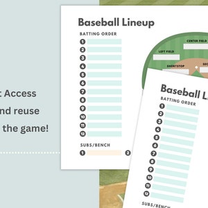 Instant Download Baseball Lineup and Field Position Sheet Batting Order Baseball Coach and Team Mom Team Dad for Game Day PRINTABLE image 2