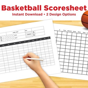Feuille de résultats de basket-ball modifiable en téléchargement numérique Feuille de pointage de basket-ball Feuille de pointage de tournoi de basket-ball