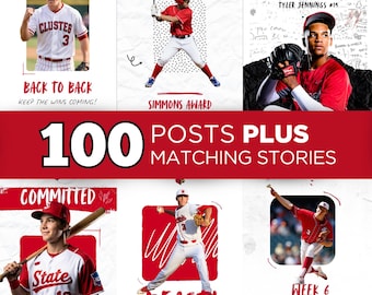 100 Baseball Social Media Templates, 100 Canva Posts + Stories, Game Day Instagram Bundle, Team Mom Graphics Gameday Season Final