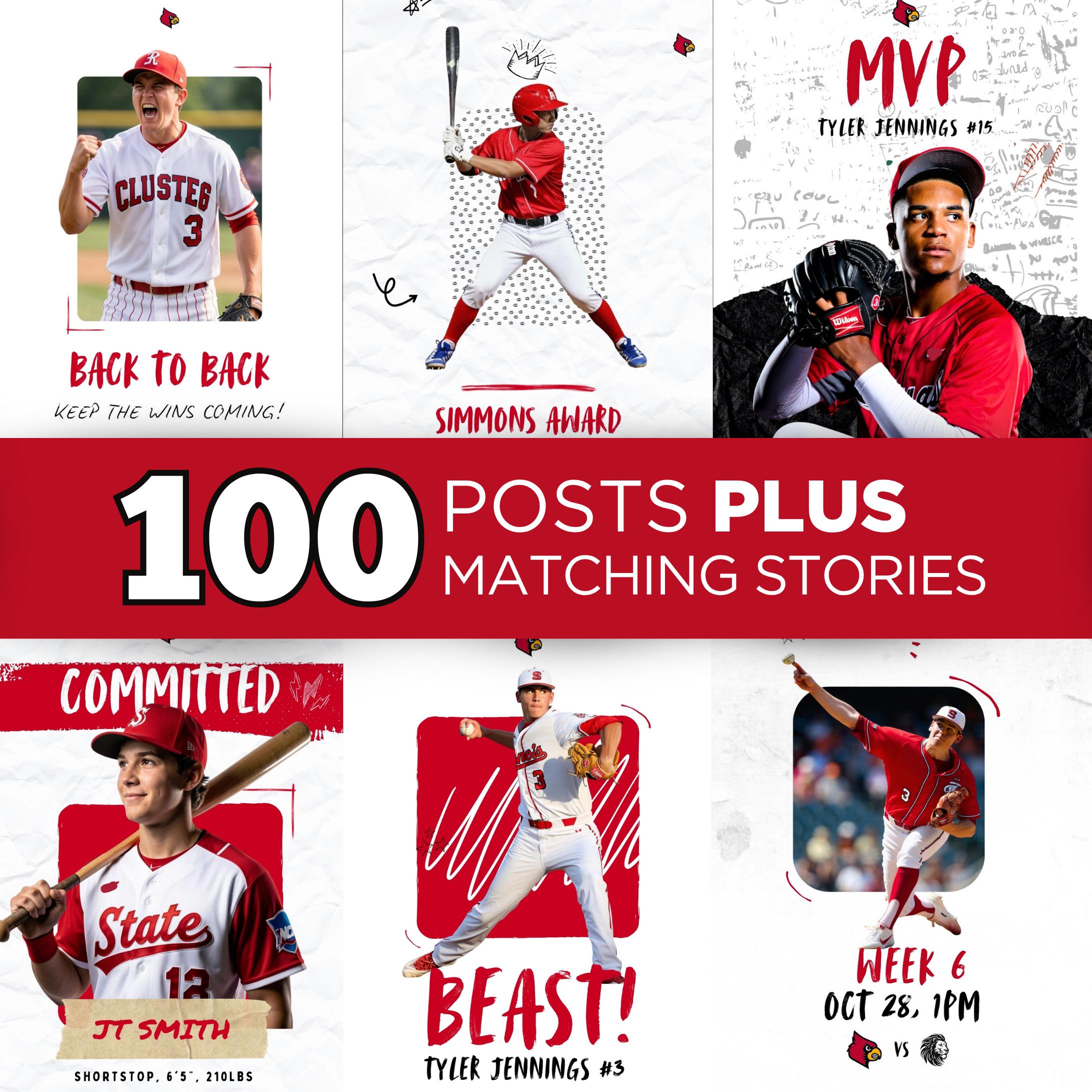 Random Baseball Commit Posts 100 Baseball Social Media Templates, 100 Canva Posts + Stories, Game ...