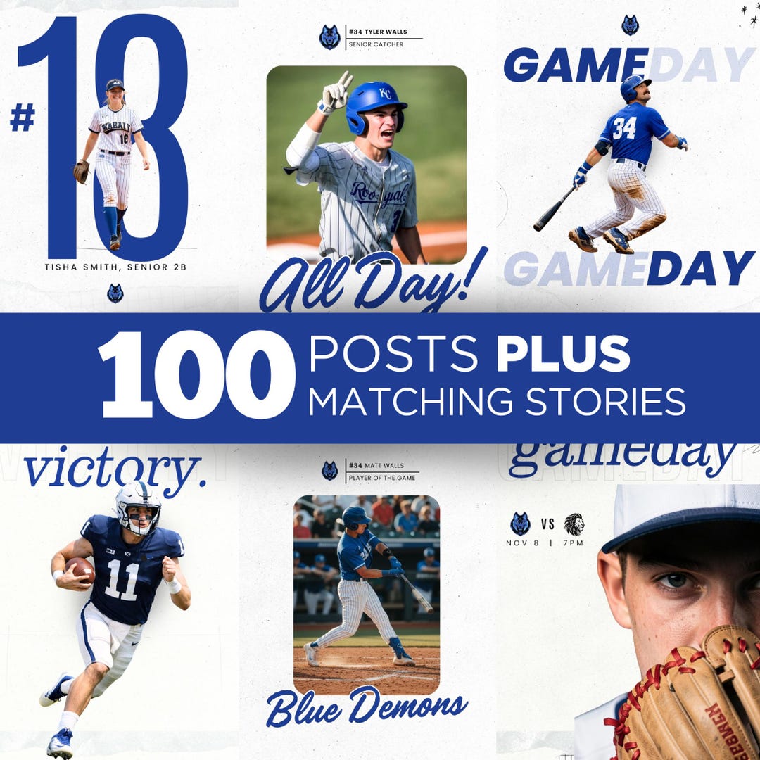 100 Sports Social Media Templates, Canva Posts + Stories, Game Day ...