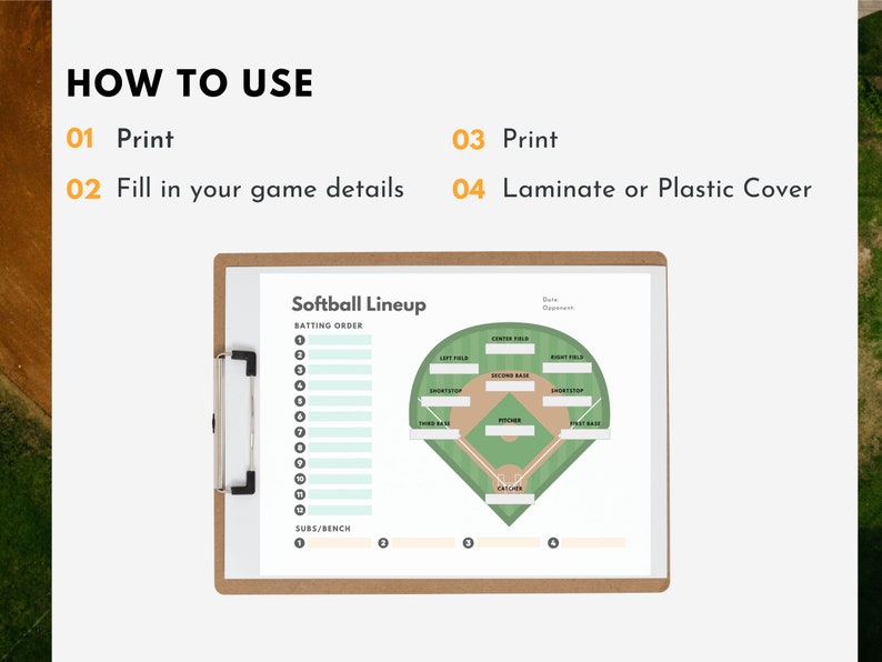 Instant Download Baseball Lineup and Field Position Sheet Batting Order Baseball Coach and Team Mom Team Dad for Game Day PRINTABLE image 3