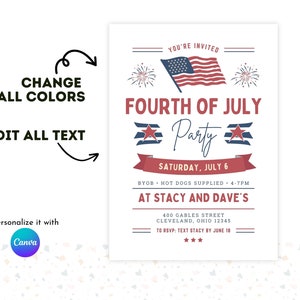 Editable 4th of July Invitation Fourth of July Party Invite Cookout ...