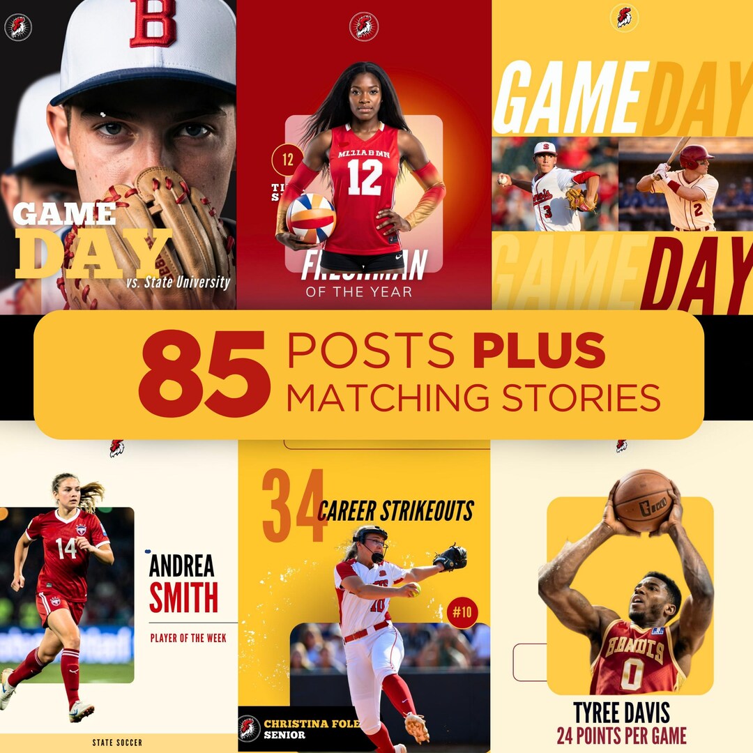 85 Sports Social Media Posts PLUS Matching Stories Templates Editable ...