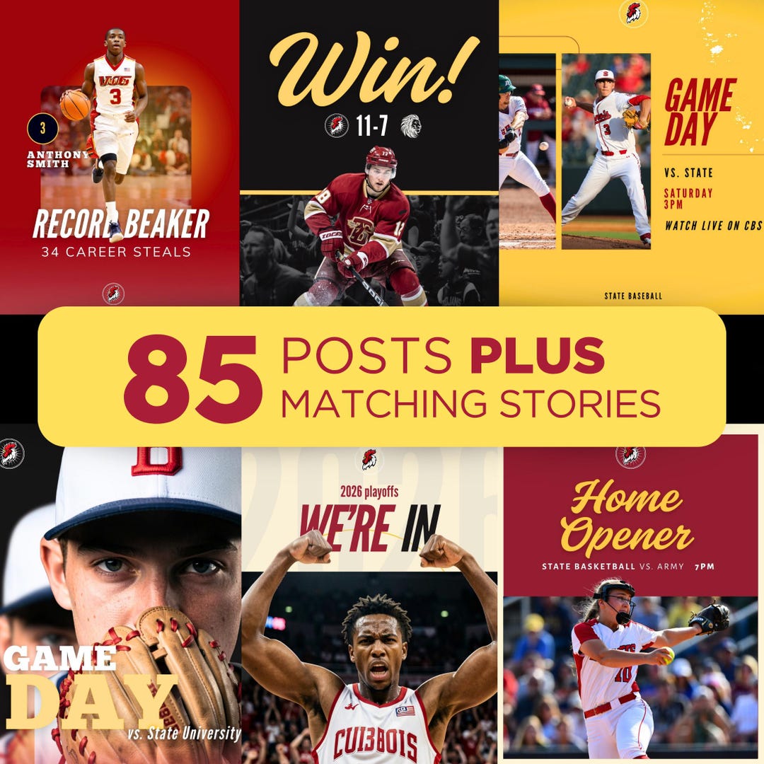 85 Sports Social Media Posts PLUS Matching Stories Templates Editable ...