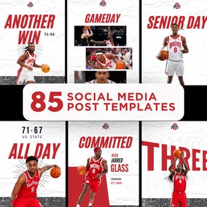 85 Basketball Social Media Editable Instagram Posts Template Bundle Teams Graphics Canva AAU Game Day Sports GameDay High School College