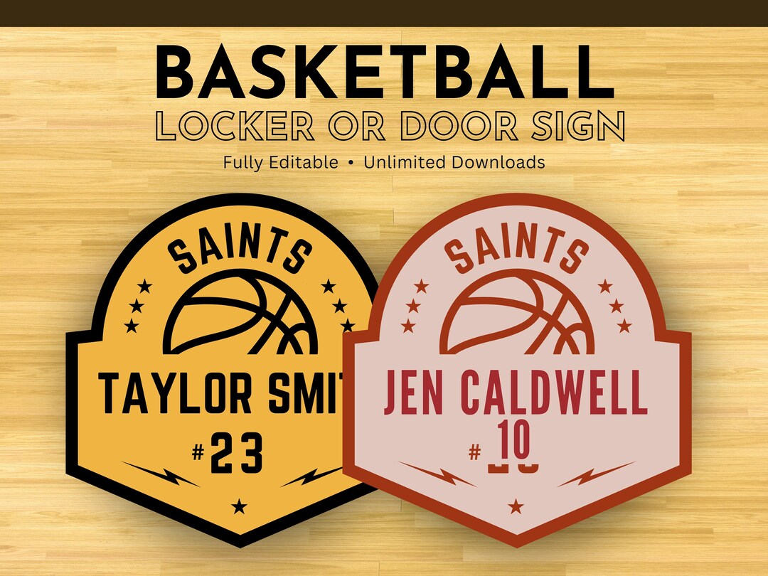 Editable Basketball Locker Hotel Door Sign High School Decoration Name ...