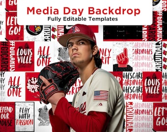 Bearbeitbare Media Day Backdrop-Vorlagen 8,5x11 und 11x17, Canva Graphic Team Photo DIY Hintergrund Designs College High School Sportwand