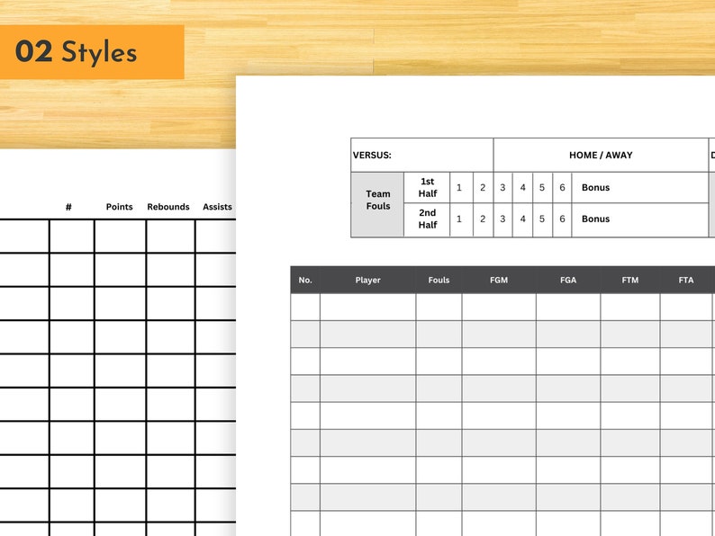 Editable Basketball Score Sheet Digital Download Basketball Scoresheet