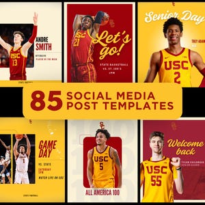 85 Basketball Social Media Editable Template Bundle Teams Graphics Canva GameDay Instagram Kit Sports Posts AAU College High School
