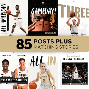 85 Basketball Social Media Editable Template Bundle Teams Graphics Canva GameDay Instagram Kit Sports Posts AAU College High School