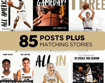 85 Basketball Social Media Editable Template Bundle Teams Graphics Canva GameDay Instagram Kit Sports Posts AAU College High School