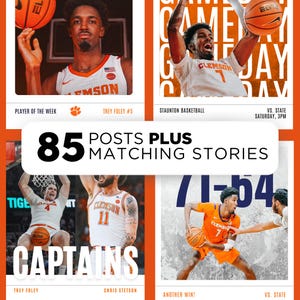 85 Basketball Social Media Editable Instagram Template Bundle Teams Graphics Canva GameDay Committed Kit Sports Posts Reels AAU