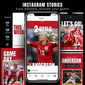 60 Sports Social Media Posts PLUS 60 Stories Templates Bundle Instagram Editable Team Graphics Canva Templates for Coaches and Teams