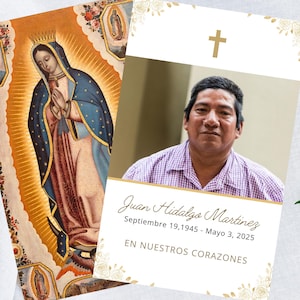 Spanish Funeral Prayer Card Editable In Loving Memory Canva Template Religious Memorial Printable Download Español velorio en memoria de