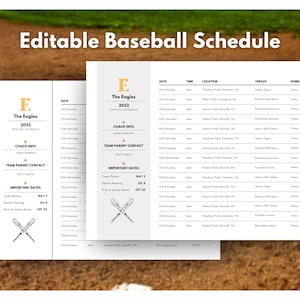 Editable Baseball Softball Schedule Template Printable Download Softball Travel Printable Game Practice Games Team Mom Calendar Adult League