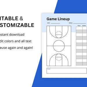 Editable Basketball Lineup Sheet UNLIMITED Downloads Basketball Coach ...