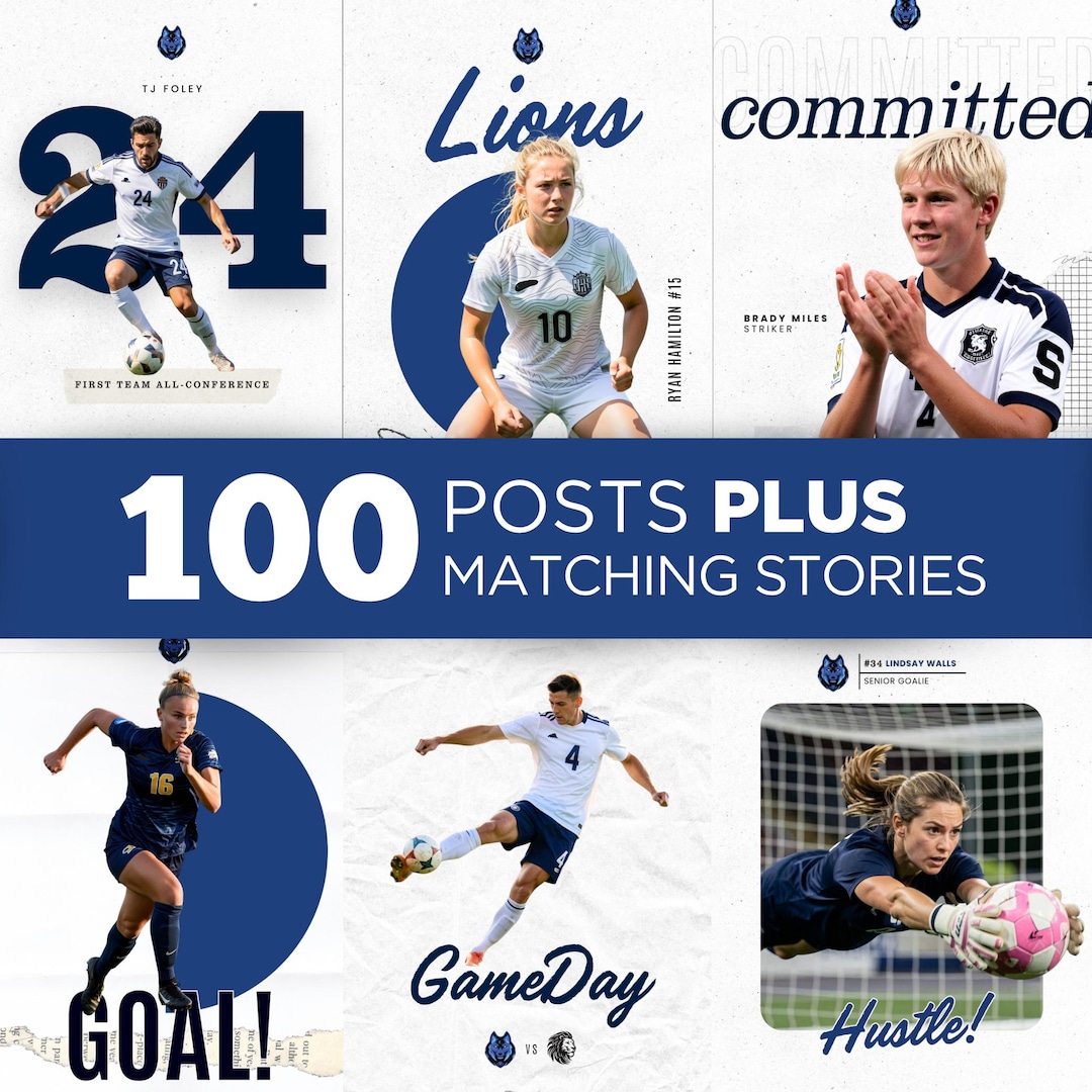 100 Soccer Social Media Editable Posts Template, Teams Graphics Canva ...