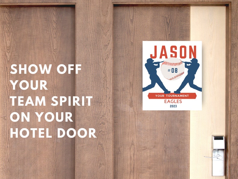 Editable Baseball Door and Locker Sign, Baseball Hotel Door Sign Locker