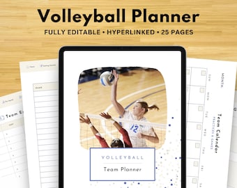 Editable Volleyball hyperlinked Planner for Coach or Team Mom Canva Template Digital Planner, use on Tablets