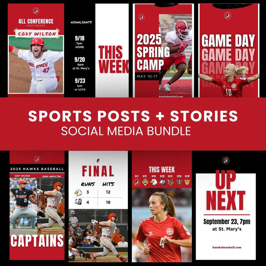 Sports Social Media Templates Bundle, 60 Instagram Posts PLUS 60 ...