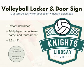 Editable Volleyball Hotel Door Sign Locker decoration name tag Volleyball team travel Volleyball mom Printable Customize Canva Volleyball