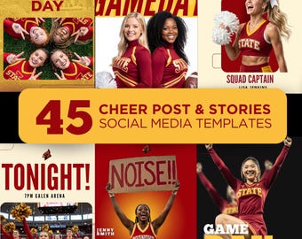 Cheer Social Media Bundle Editable with Canva Template Posts Teams Graphics GameDay Instagram Kit Cheerleader Cheerleading Squad