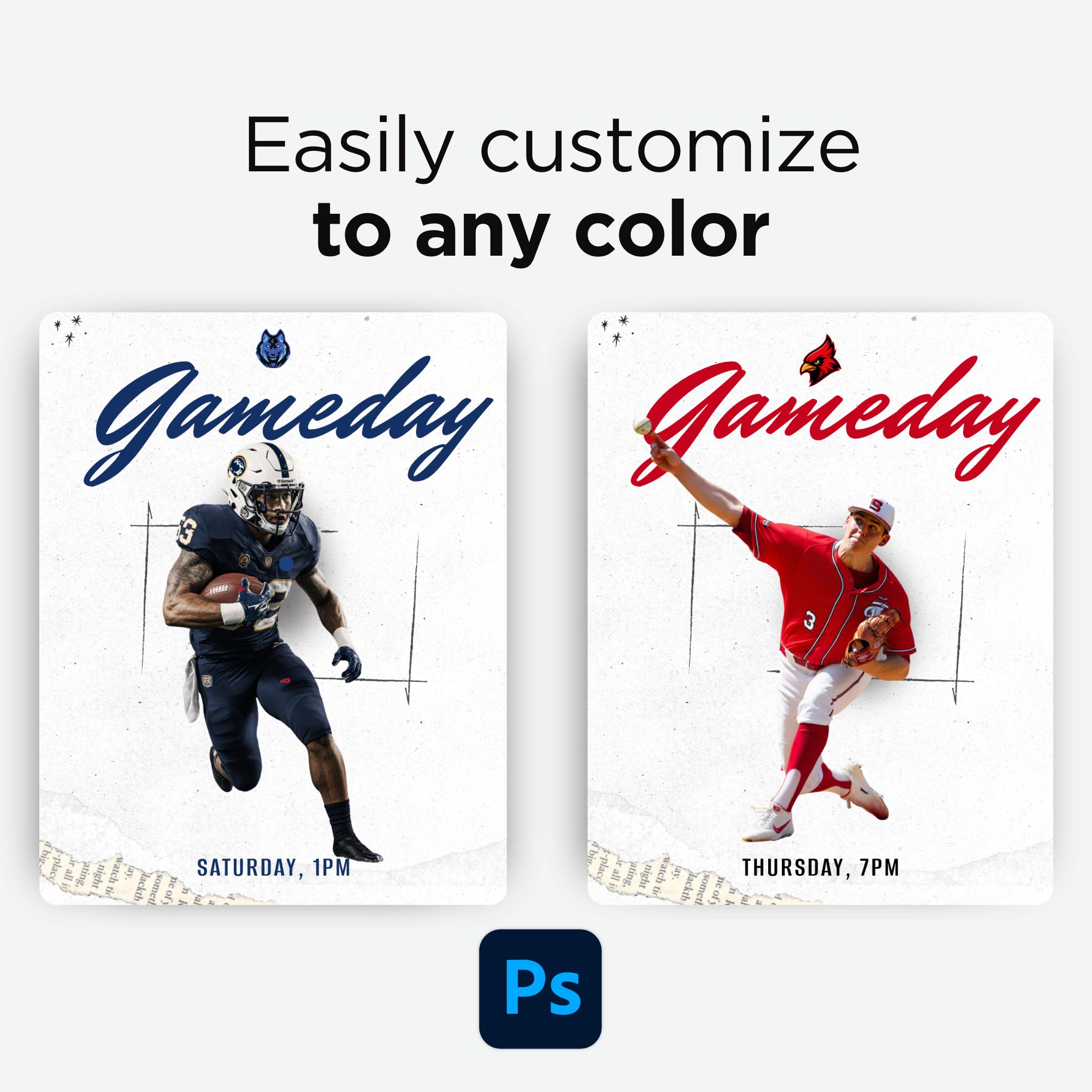 Photoshop Social Media, 6 Editable Templates Sports Team Graphics ...