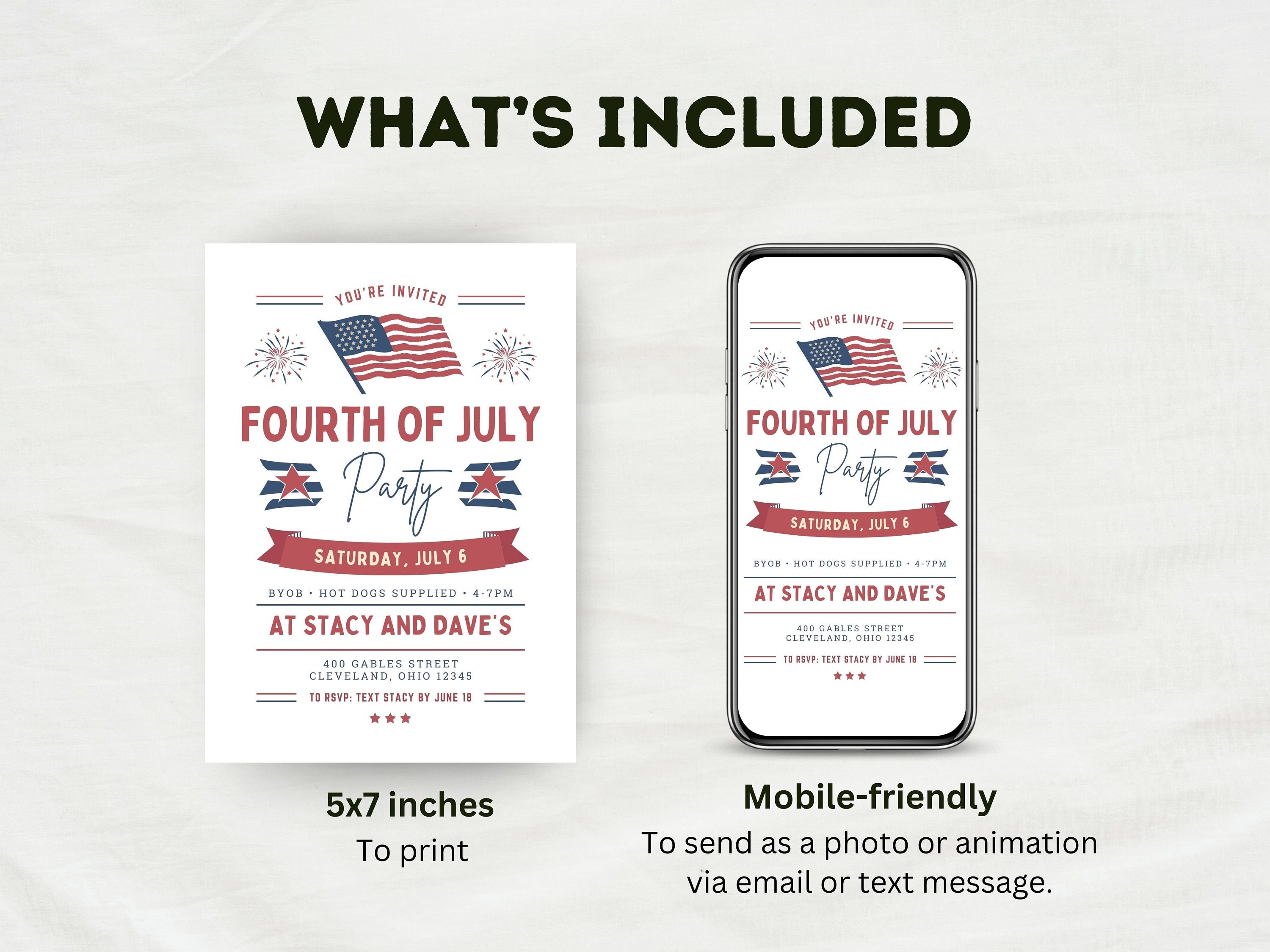 Editable 4th of July Invitation Fourth of July Party Invite Cookout ...