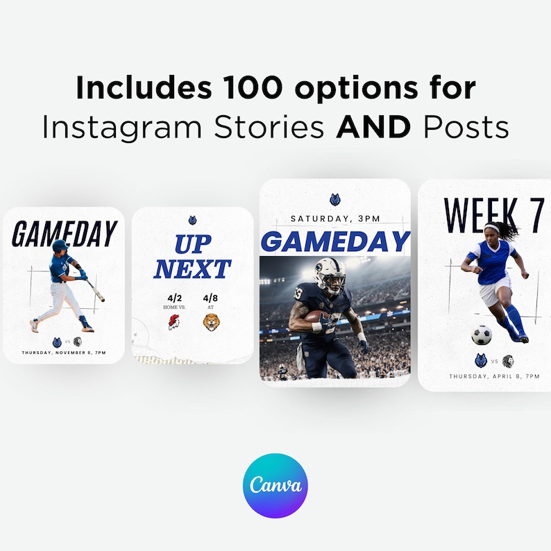 100 Sports Social Media Templates, Canva Posts + Stories, Game Day ...