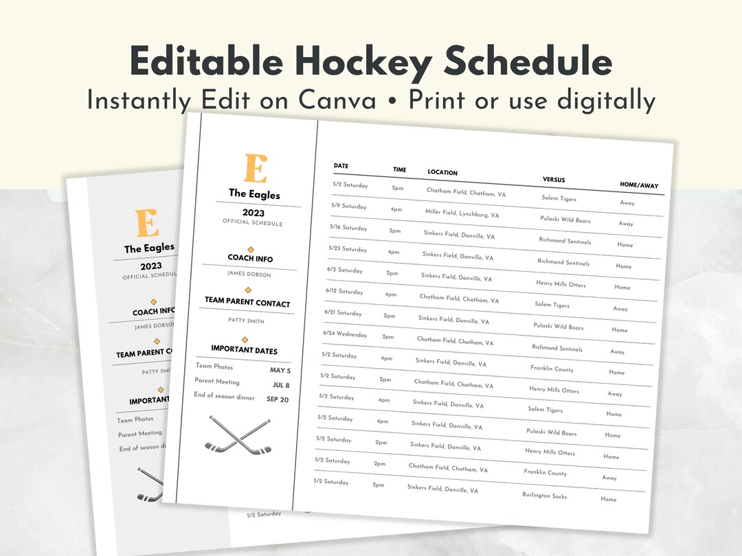 Hockey Team Schedule Printable Download Canva Hockey Coach Etsy Hockey Team Schedule Printable Download Canva Hockey Coach Etsy