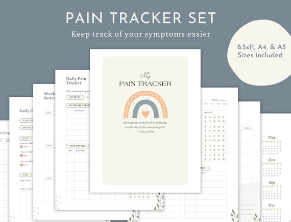 6 Chronic Pain Trackers Printable Headache Diary Spoonie Medical Information Illness Journal Health Planner CRPS Tracker Manage Pain Bundle