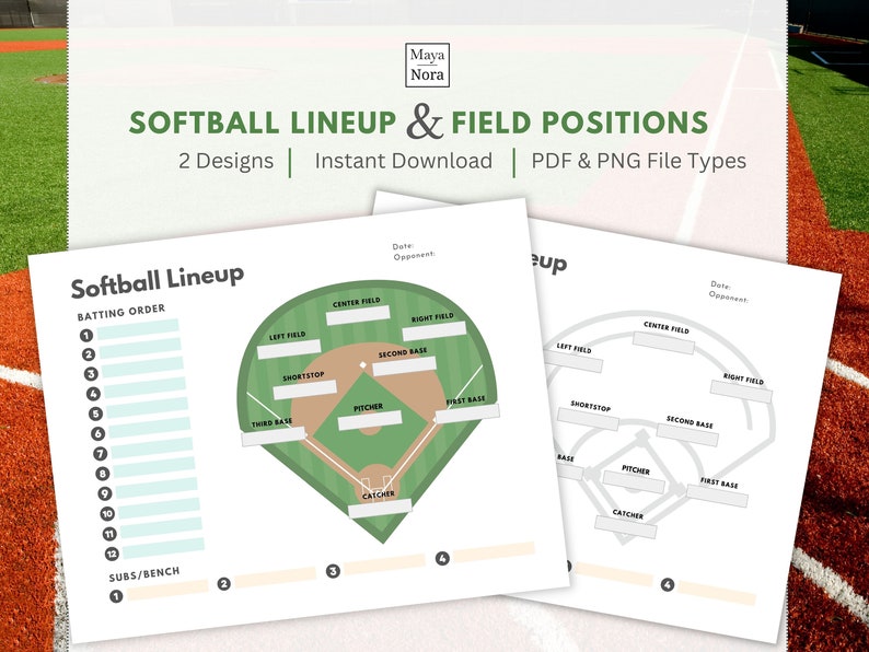 Softball lineup and field positions Canva templates; 2 designs includes; instant download