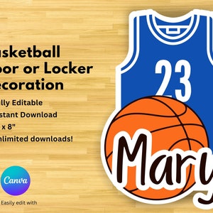 Editable Basketball Locker Printable Cutout Door Sign Locker Decoration ...