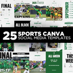 25 Sports Social Media Template Bundle Editable Professional Designs Team Canva Template Instagram  Travel Ball Mom Game Day Instagram Kit