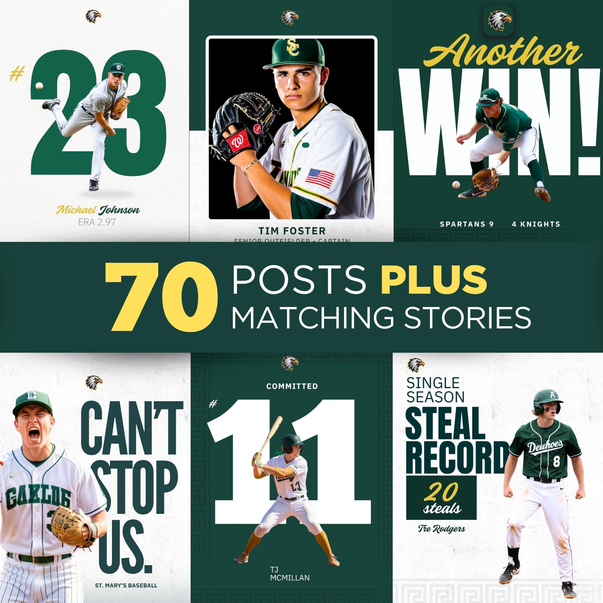70 Baseball Social Media Posts PLUS 70 Stories, Editable Template for ...