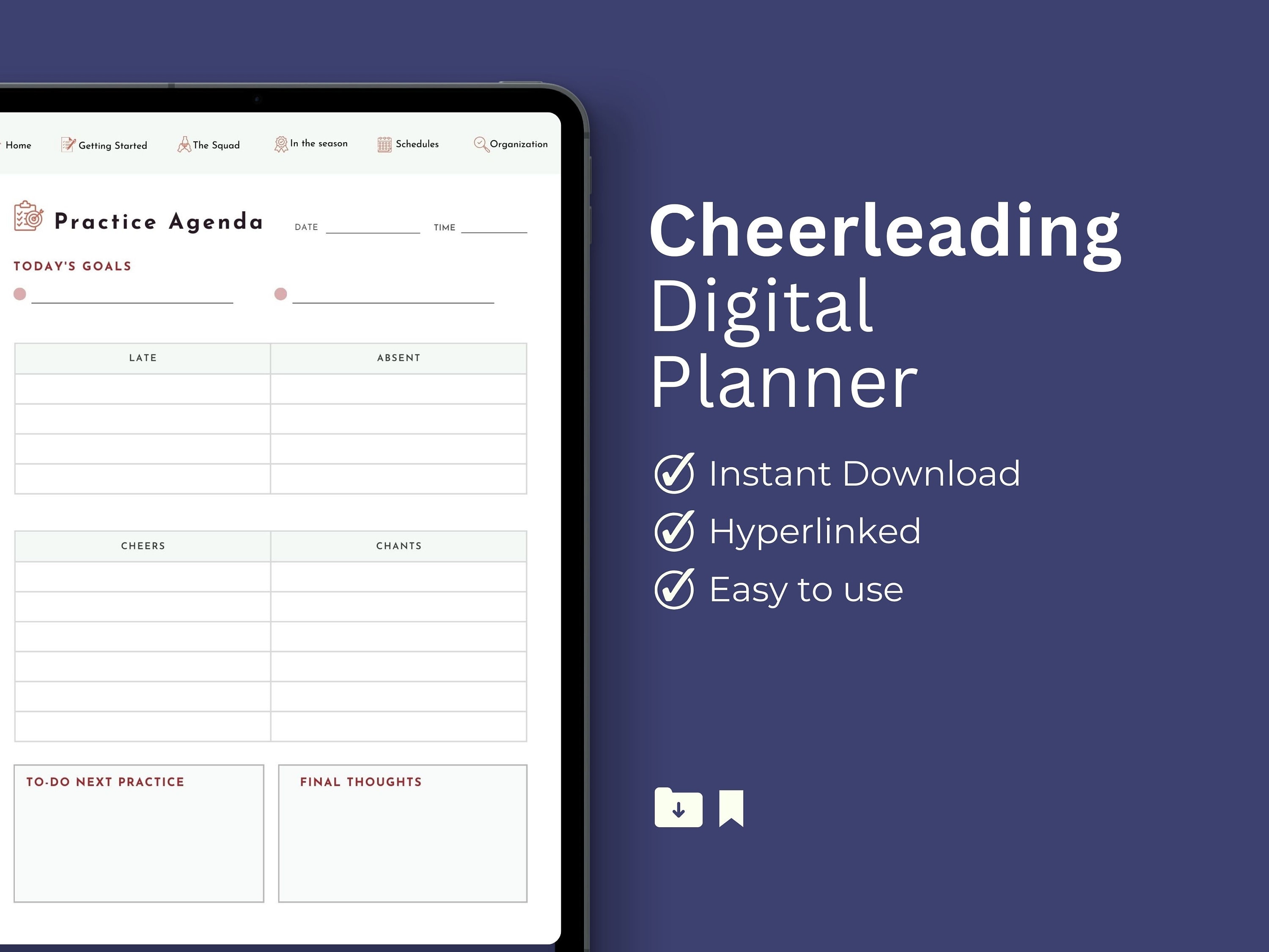 Digital Cheer Coach Binder Planner, Editable Cheerleading Binder, Team ...