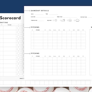 Honkbal of softbal Scoreboekstatistieken Scorekaart Afdrukbare scheidsrechterscorekaart Teamtoernooi Reisbal beisbol Score Keeper Card-statistiekenblad