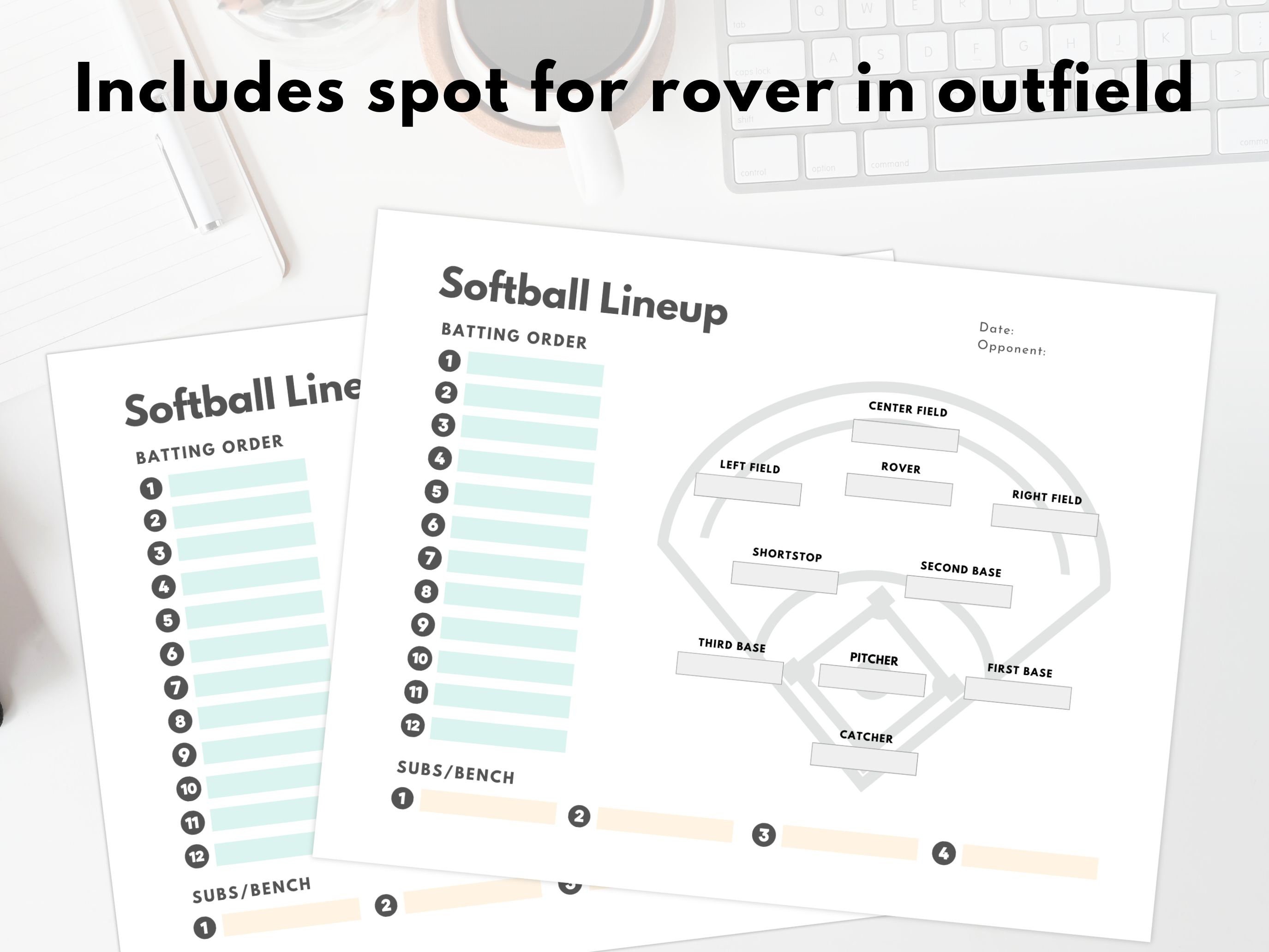 Printable Softball Lineup And Field Position Sheet Batting Order