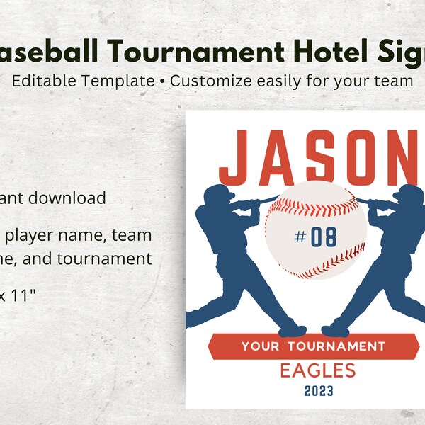 Digital Baseball Door Sign Hotel Editable - Etsy
