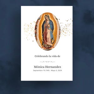Editable Spanish Funeral Program, Celebration of Life Memorial Family Loved One Loss Virgen Maria Virgen de Guadalupe Español Mass Custom