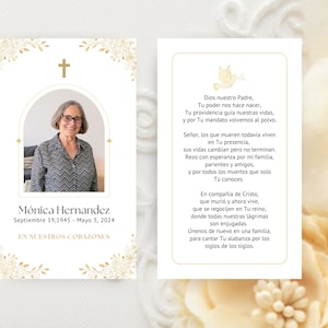 Spanish Funeral Prayer Card Editable In Loving Memory Canva Template Religious Memorial Card Printable Download Español en memoria de