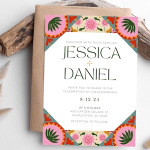 Mexican Inspired Wedding Template Bundle Talavera Customizable Printable Paperless Invitation Save the Date invite Place Card RSVP Details
