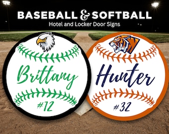 Letrero editable para puerta de casillero de béisbol, plantilla de Canva, letrero para torneo de escuela secundaria, letrero para juego de pelota de viaje, equipo de dugout, mamá, béisbol