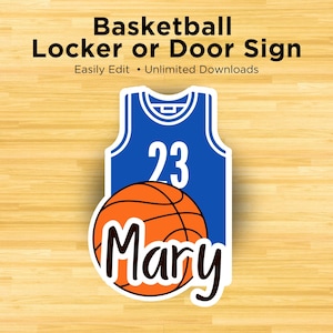 Editable Basketball Locker Printable Cutout door sign Locker decoration Mom team travel Tournament Door Signs School sign baloncesto