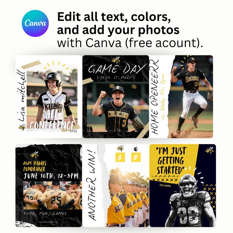 75 Sports Social Media Posts PLUS Reels Editable Template Bundle Team ...