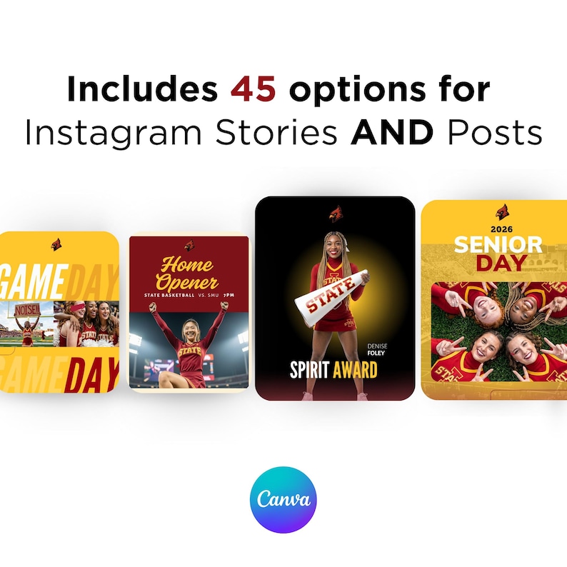 Cheer Social Media Bundle, Editable With Canva Template Posts, Graphics ...